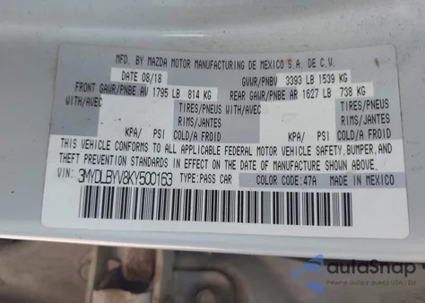 2019 Toyota Yaris Le from USA, damaged, VIN 3MYDLBYV8KY500163